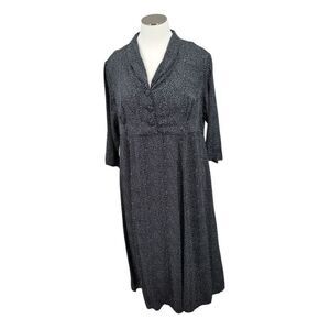 Mui Loco Vintage Black with White Polka Dots Maxi Dress Women's Plus Size 3X